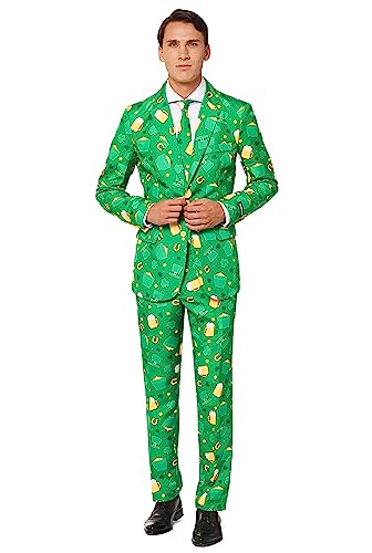Suitmeister Herrenkostüm - St. Patricks Day Beer & Shamrock Clover - - Tailliert Party Kostüme - Outfit - Grün von Suitmeister