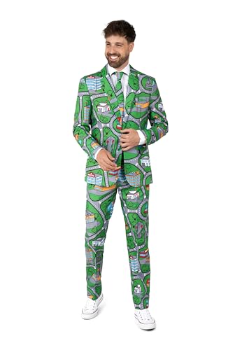 Suitmeister Lustiger Anzug für Herren - Cannabis Weed Print Outfit - Tailliert Party Kostüme - Grün Suitmeister Lustiger Anzug für Herren - Cannabis Weed Print Outfit - Tailliert Party Kostüme - Grün von Suitmeister