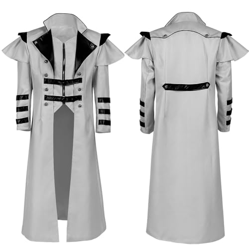 SuitsLink Herren Steampunk Kostüm Viktorianisch Gothic Frack Vampir Jacke Warlock Kostüm Trench Long Trenchcoat, Grau, 3XL SuitsLink Herren Steampunk Kostüm Viktorianisch Gothic Frack Vampir Jacke Warlock Kostüm Trench Long Trenchcoat, Grau, 3XL von SuitsLink