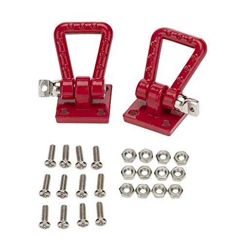 Sujhyrty 2 StüCk Metall StoßStange D-Ring AnhäNger Abschlepphaken für 1/10 RC Crawler Auto TRX4 Axial SCX10 90046 AXI03007, Rot von Sujhyrty