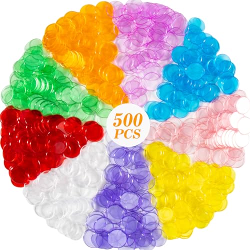 Sukh 500stüCk Transparente Bingo Chips - Spielchips for Hipster Bingo Spiel Pokerchips Wertmarken Chips Spielsteine Einkaufswagenchip Plastik ZäHlchips Mathe-ZäHler-Token FüR Den Unterricht ZäHlchips von Sukh