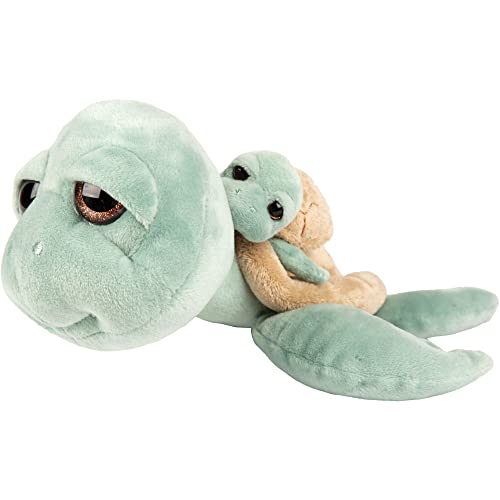 Suki Gifts International, 14473 Kaspische Mumie und Babyschildkröte mit Quietscher, Minzgrün, Plüschtier, 24 cm, Baby 9 cm von Suki Gifts