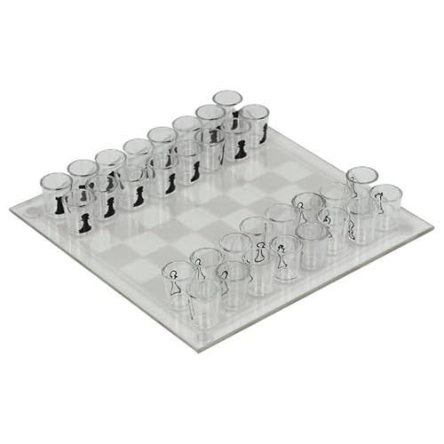 Schachbrett-Set aus klarem Glass, Schnapsglas-Schachset mit 32 Bechern, lustige Schachsets, Schnaps-Trinkglas-Schachset für Erwachsene(L) von Sullosing