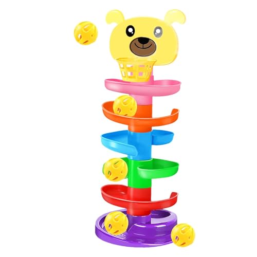 Baby Ball Drop Ramp, Rolling Tower Toy, Ball Rampe, 6-Layer-Design enthält 5 farbenfrohe Bälle, die Rutschen helle und farbenfrohe Ästhetik für Kinder Mädchen Machen von Sulxyi