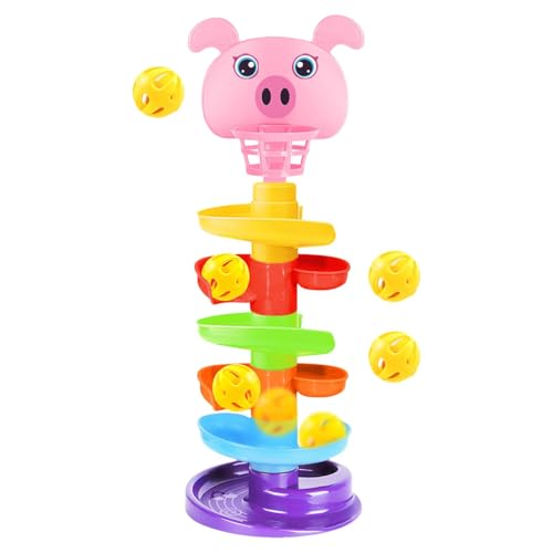 Baby Ball Drop Ramp, Rolling Tower Toy, Ball Rampe, 6-Layer-Design enthält 5 farbenfrohe Bälle, die Rutschen helle und farbenfrohe Ästhetik für Kinder Mädchen Machen von Sulxyi