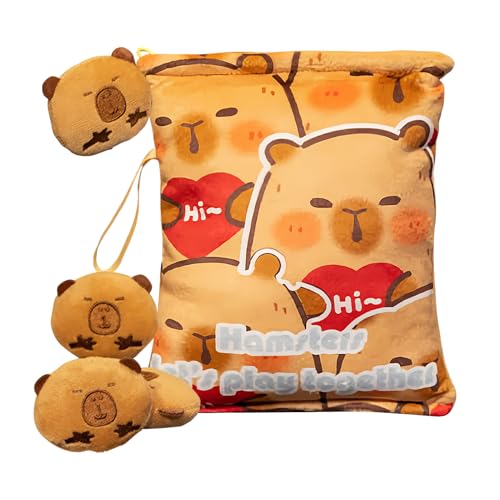 Capybara Snack Pack, Capybara Plüschkissen, Snackbeutel Plüsch, 4 kleine Puppen, weiches und kuscheliges Plüschmaterial, lustiger und tragbarer Kissenstil für Teenager, Mädchen, Kinder von Sulxyi