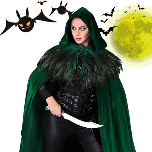 Halloween Kapuzenumhang | Halloween Cosplay Kostüm Mit Kapuze,Samt Umhang Unisex Für Mittelalter Renaissance Feste Und Verkleidung von Sulxyi