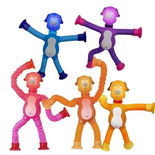 Saughundspielzeug, Pop -Tube -Zappel, Teleskop -Tasse Spielzeug, Saughund -Pop -Röhrchen -Zappel -Spielzeug Teleskope und leichtes Design für Kinder Jahre alte Alter 4 5 6 7 8 9 10, 5 Set 5 von Sulxyi