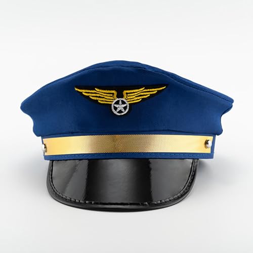 Sulxyi Airline Captain Hat, Cosplay Pilot Cap, Pilot Theme Hat, Adjustable Fit Authentic Airline Captain Design Easy to Clean Versatile Use for Halloween Dress Up Cosplay von Sulxyi