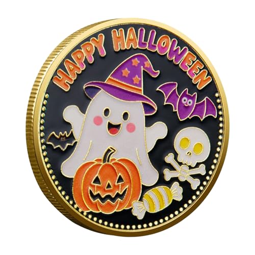 Sulxyi Sammelmünze - Happy Halloween Kürbis Gedenkmünze,Vintage Deko Für Tisch Vitrine Fans Sammler Geburtstag Feiertag Party Wohnzimmer von Sulxyi