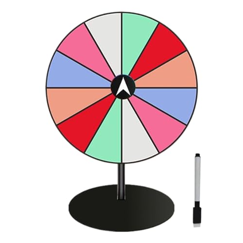Tabletop Spinner, Roulette Spinner Wheel, Prize Wheel, 27x20 cm, 12 Farbschlitze Trockener Erase -Marker Compact Tabletop Design einfach für Spiele und Verkaufsförderung von Sulxyi
