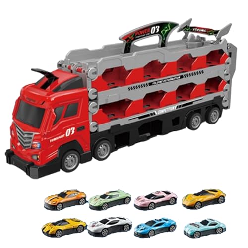 Transportwagenspielzeug, Klappstaatsauto, Fahrzeugspielzeug, tragbares und bequemes Design mit 8 Legierungsautos Interaktives Auswurfsystem für im Alter von 3 4 5 6 von Sulxyi