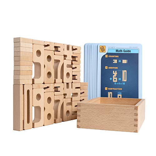 SumBlox Mini (Starter Set) - Set of 38 Mini STEM Solid Wood Educational Numbers, Including Wooden Box and Pack of 36 Activity Cards (German) von SumBlox
