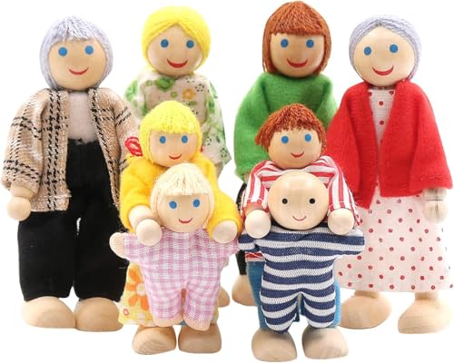SumDirect 8-Stücke Holz Familienpuppen Spielset, Puppenfamilie Holzpuppen, Puppenhaus Kinderspielzeug SumDirect 8-Stücke Holz Familienpuppen Spielset, Puppenfamilie Holzpuppen, Puppenhaus Kinderspielzeug von SumDirect