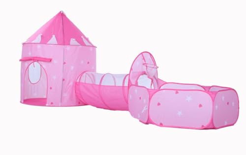 Sumbababy 3-in-1 Kinder Spielzelt, Baby Bällebad, Spieltunnel für Kleinkinder, Spielhaus für drinnen und draußen, Pop-up-Zelt für Kinder - Rosa (Bälle Nicht enthalten) von Sumbababy