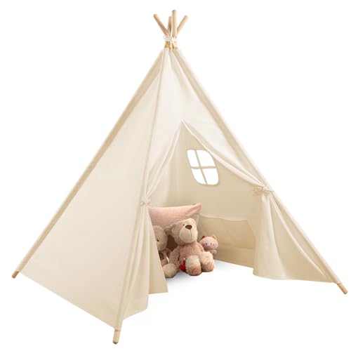 Tipi-Zelt für Kinder, Spielzelte, Babyzelte, Kinderspielzelte, Kinderzelt für draußen/drinnen mit Aufbewahrungstasche, Spielhaus für Kleinkinder mit Fenstern,für Jungen und Mädchen von Sumbababy