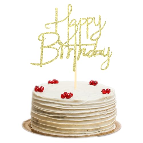 Sumerk 1 Stück Happy Birthday Cake Topper Geburtstag Tortendeko Birthday Cake Decoration Geburtstag Junge Frau Gold von Sumerk