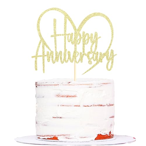 Sumerk 1 Stück Happy Wedding Anniversary Cake Topper Golden Wedding Cake Toppers Wedding Cake Decorations Cake Topper Mr Mrs Anniversary Party Cake Decoration Gold von Sumerk