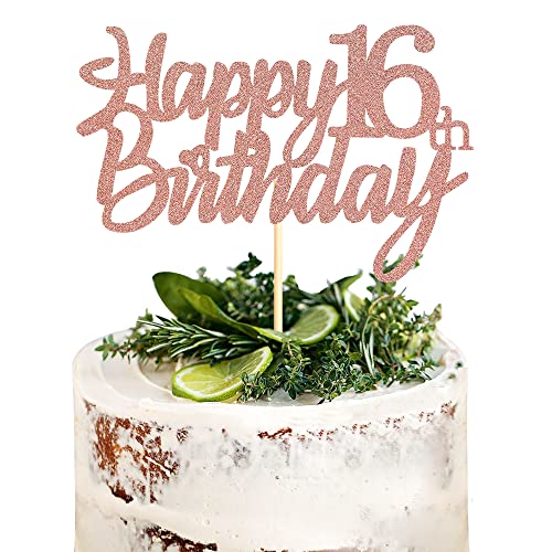 Sumerk 16 Tortenaufsätze zum 16. Geburtstag, Tortenaufsätze für Geburtstagsfeiern, Dekorationszubehör, Roségold, 1 Packung Sumerk 16 Tortenaufsätze zum 16. Geburtstag, Tortenaufsätze für Geburtstagsfeiern, Dekorationszubehör, Roségold, 1 Packung von Sumerk