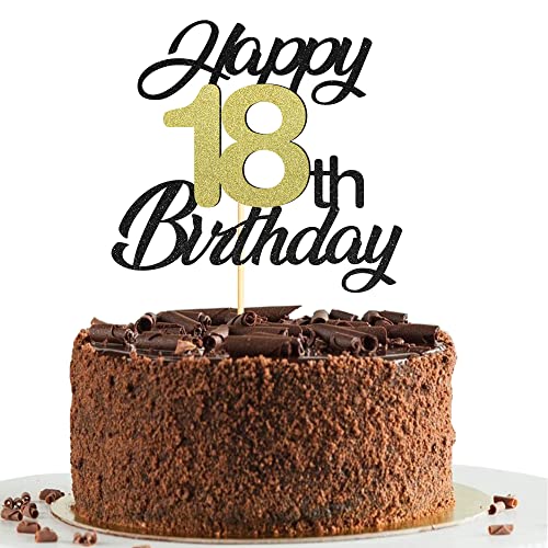 Sumerk 18 Tortenaufsätze zum 18. Geburtstag, Tortenaufsätze, Geburtstagsfeier, Dekorationszubehör, Gold und Schwarz, 1 Packung Sumerk 18 Tortenaufsätze zum 18. Geburtstag, Tortenaufsätze, Geburtstagsfeier, Dekorationszubehör, Gold und Schwarz, 1 Packung von Sumerk