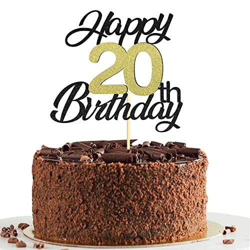Sumerk 20 Tortenaufsätze zum 20. Geburtstag, Tortenaufsätze, Geburtstagsfeier, Dekorationszubehör, Gold und Schwarz, 1 Packung Sumerk 20 Tortenaufsätze zum 20. Geburtstag, Tortenaufsätze, Geburtstagsfeier, Dekorationszubehör, Gold und Schwarz, 1 Packung von Sumerk