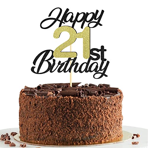 Sumerk 21 Tortenaufsätze zum 21. Geburtstag, Tortenaufsätze, Geburtstagsfeier, Dekorationszubehör, Gold und Schwarz, 1 Packung Sumerk 21 Tortenaufsätze zum 21. Geburtstag, Tortenaufsätze, Geburtstagsfeier, Dekorationszubehör, Gold und Schwarz, 1 Packung von Sumerk