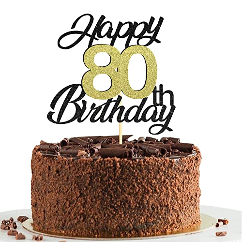 Sumerk 80 Tortenaufsätze zum 80. Geburtstag, Tortenaufsätze, Geburtstagsfeier, Dekorationszubehör, Gold und Schwarz, 1 Packung Sumerk 80 Tortenaufsätze zum 80. Geburtstag, Tortenaufsätze, Geburtstagsfeier, Dekorationszubehör, Gold und Schwarz, 1 Packung von Sumerk