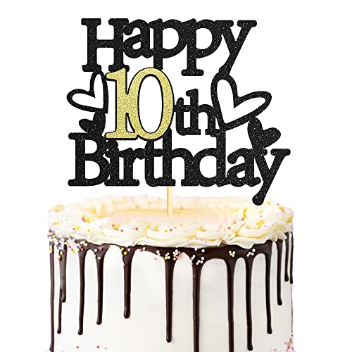 Sumerk 1 Stück Geburtstag Tortendeko 10 10.Geburtstag Tortendeko Happy 10th Birthday Tortendeko Geburtstag Happy Birthday Cake Topper für 10 Jahre alter Junge und Mädchen von Sumerk