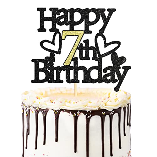 Sumerk 1 Stück Geburtstag Tortendeko 7 7.Geburtstag Tortendeko Happy 7th Birthday Tortendeko Geburtstag Happy Birthday Cake Topper für 7 Jahre alter Junge und Mädchen von Sumerk