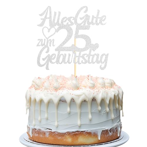 Sumerk Silber Glitzer Kuchenaufsatz zum 25. Geburtstag, Doppelseitiger Glitzer Kuchenaufsatz zum 25. Geburtstag – 1 Stück Sumerk Silber Glitzer Kuchenaufsatz zum 25. Geburtstag, Doppelseitiger Glitzer Kuchenaufsatz zum 25. Geburtstag – 1 Stück von Sumerk