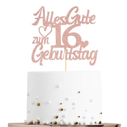 Sumerk Tortenaufsatz zum 16. Geburtstag in Roségold mit Glitzer, Doppelseitige Glitzer Tortendekoration zum 16. Geburtstag – 1 Stück Sumerk Tortenaufsatz zum 16. Geburtstag in Roségold mit Glitzer, Doppelseitige Glitzer Tortendekoration zum 16. Geburtstag – 1 Stück von Sumerk