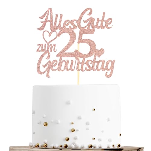 Sumerk Tortenaufsatz zum 25. Geburtstag in Roségold mit Glitzer, Doppelseitige Glitzer Tortendekoration zum 25. Geburtstag – 1 Stück Sumerk Tortenaufsatz zum 25. Geburtstag in Roségold mit Glitzer, Doppelseitige Glitzer Tortendekoration zum 25. Geburtstag – 1 Stück von Sumerk
