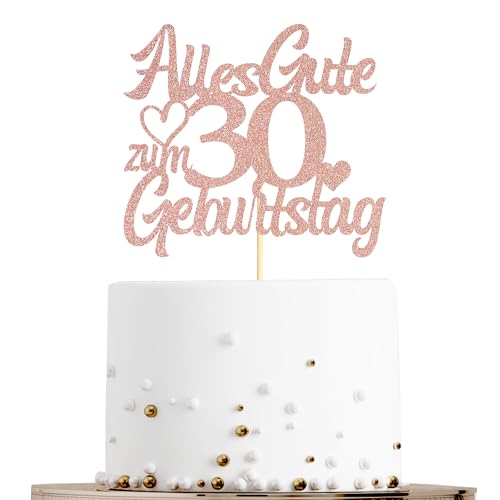 Sumerk Tortenaufsatz zum 30. Geburtstag in Roségold mit Glitzer, Doppelseitige Glitzer Tortendekoration zum 30. Geburtstag – 1 Stück Sumerk Tortenaufsatz zum 30. Geburtstag in Roségold mit Glitzer, Doppelseitige Glitzer Tortendekoration zum 30. Geburtstag – 1 Stück von Sumerk