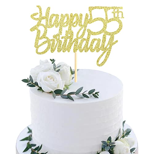 Sumerk 1 Stück Happy 55th Birthday Cake Topper Glitter 55.Geburtstag Tortendeko 55 Geburtstag 55th Geburtstagskerzen Cake Topper Tortendeko für mann frauen von Sumerk