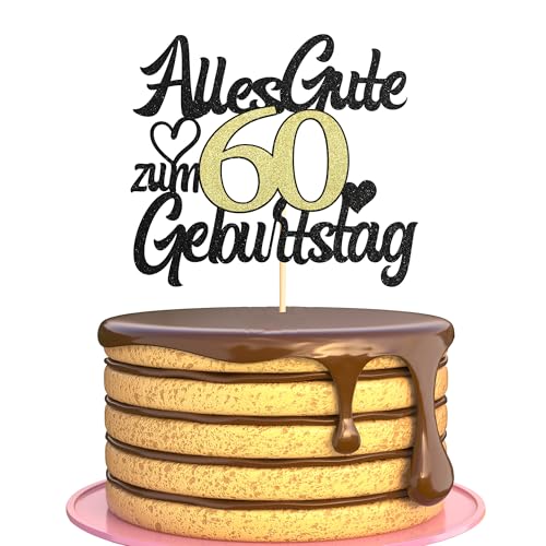 Sumerk Tortenaufsatz zum 60. Geburtstag Schwarz Goldener Glitzer Tortendekoration zum 60. Geburtstag Party Dekoration – 1 Stück Sumerk Tortenaufsatz zum 60. Geburtstag Schwarz Goldener Glitzer Tortendekoration zum 60. Geburtstag Party Dekoration – 1 Stück von Sumerk