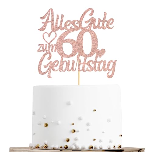 Sumerk Tortenaufsatz zum 60. Geburtstag in Roségold mit Glitzer, Doppelseitige Glitzer Tortendekoration zum 60. Geburtstag – 1 Stück Sumerk Tortenaufsatz zum 60. Geburtstag in Roségold mit Glitzer, Doppelseitige Glitzer Tortendekoration zum 60. Geburtstag – 1 Stück von Sumerk