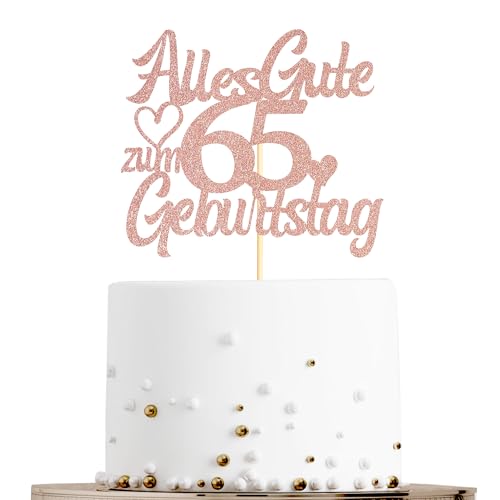 Sumerk Tortenaufsatz zum 65. Geburtstag in Roségold mit Glitzer, Doppelseitige Glitzer Tortendekoration zum 65. Geburtstag – 1 Stück Sumerk Tortenaufsatz zum 65. Geburtstag in Roségold mit Glitzer, Doppelseitige Glitzer Tortendekoration zum 65. Geburtstag – 1 Stück von Sumerk