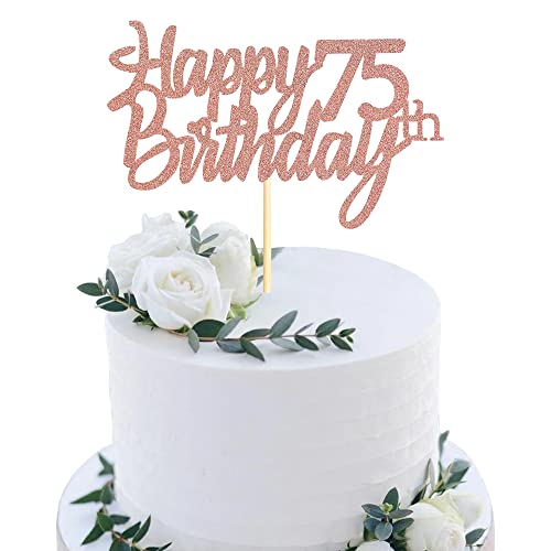 Sumerk Tortenaufsatz zum 75. Geburtstag, Roségold, glitzernd, für Geburtstag, Jahrestag, Party, Dekoration, 1 Stück Sumerk Tortenaufsatz zum 75. Geburtstag, Roségold, glitzernd, für Geburtstag, Jahrestag, Party, Dekoration, 1 Stück von Sumerk
