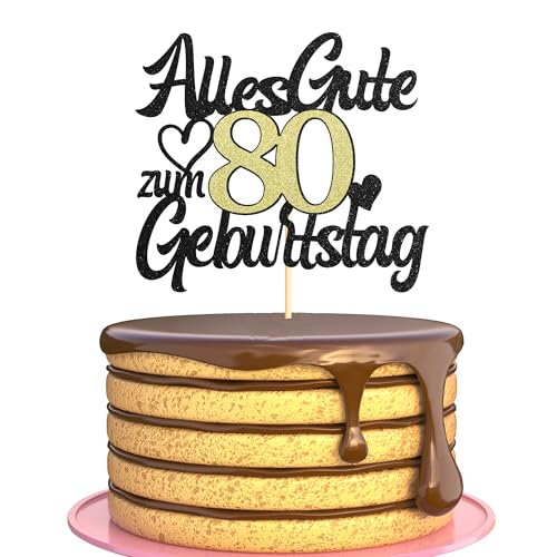 Sumerk Tortenaufsatz zum 80. Geburtstag Schwarz Goldener Glitzer Tortendekoration zum 80. Geburtstag Party Dekoration – 1 Stück Sumerk Tortenaufsatz zum 80. Geburtstag Schwarz Goldener Glitzer Tortendekoration zum 80. Geburtstag Party Dekoration – 1 Stück von Sumerk