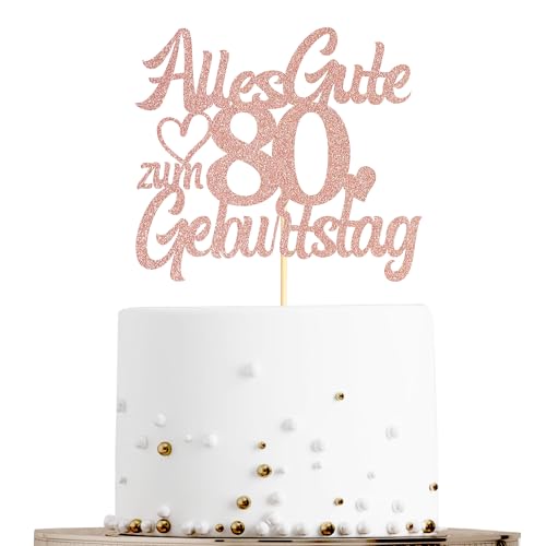Sumerk Tortenaufsatz zum 80. Geburtstag in Roségold mit Glitzer, Doppelseitige Glitzer Tortendekoration zum 80. Geburtstag – 1 Stück Sumerk Tortenaufsatz zum 80. Geburtstag in Roségold mit Glitzer, Doppelseitige Glitzer Tortendekoration zum 80. Geburtstag – 1 Stück von Sumerk