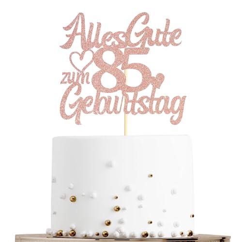 Sumerk Tortenaufsatz zum 85. Geburtstag in Roségold mit Glitzer, Doppelseitige Glitzer Tortendekoration zum 85. Geburtstag – 1 Stück Sumerk Tortenaufsatz zum 85. Geburtstag in Roségold mit Glitzer, Doppelseitige Glitzer Tortendekoration zum 85. Geburtstag – 1 Stück von Sumerk