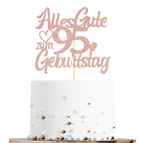 Sumerk Tortenaufsatz zum 95. Geburtstag in Roségold mit Glitzer, Doppelseitige Glitzer Tortendekoration zum 95. Geburtstag – 1 Stück Sumerk Tortenaufsatz zum 95. Geburtstag in Roségold mit Glitzer, Doppelseitige Glitzer Tortendekoration zum 95. Geburtstag – 1 Stück von Sumerk