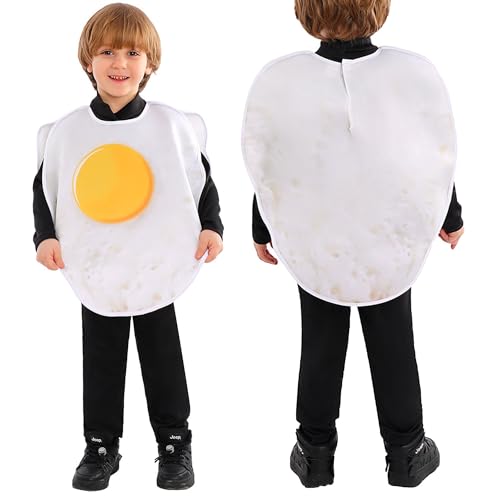 Eierkostüm für Kinder, lustiges Essens-Kostüm, Spiegelei-Kostüm, Halloween, Karneval, Partys (Ei-Cos für Kinder, Größe M) von SumetiCoser