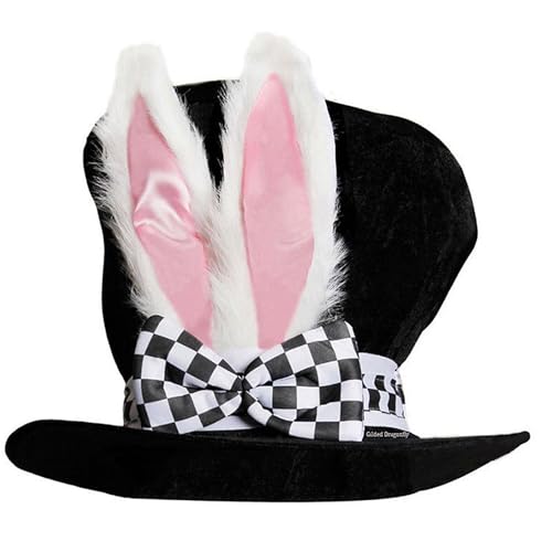 SumetiCoser Osterhasenohren Zylinder mit verrückter Hasennase Kostüm Zubehör Verkleidung für Halloween Magier Cosplay Outfit (Hut) von SumetiCoser