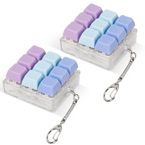2 Pcs Bunte Tastatur Fidget Spielzeug für Erwachsene Dekompression 9 Keys Tastatur Fidget Clicker mit Keychain für Stressabbau (Purple and Blue) von Sumgsn