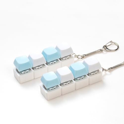 2 Pcs Bunte Tastatur Fidget Spielzeug für Erwachsene Dekompression Tastatur Fidget Clicker mit Keychain für Stressabbau (Blau und Weiß) von Sumgsn