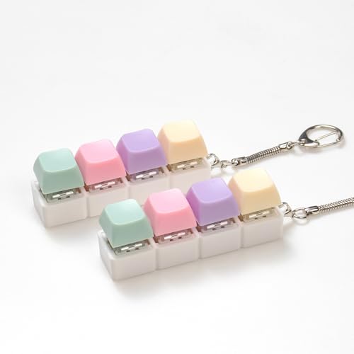 2 Pcs Bunte Tastatur Fidget Spielzeug für Erwachsene Dekompression Tastatur Fidget Clicker mit Keychain für Stressabbau (Gelb und Lila) von Sumgsn