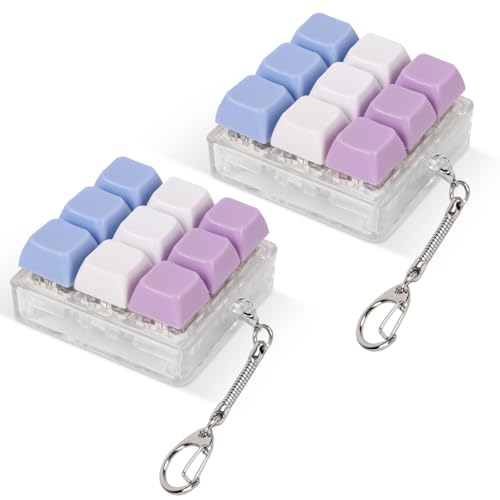 2 Stück Fidget Toys mit Tastatur für Erwachsene zum Lindern von Stress und Angstzuständen und Dekompression, Schlüsselanhänger (Lila und Weiß) von Sumgsn