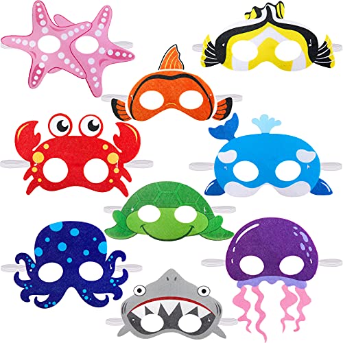 Ozeantiere Filz Masken Meerestier Masken für Unter dem Meer Thema Geburtstag Halloween Verkleidung Kostüm Party Zubehör (18 Stück) von Sumind