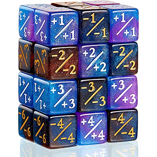 24 Stücke Würfel Zähler Zeichen Würfel D6 Spielwürfel Würfel Loyalität Zähler Magische Würfel Kompatibel mit Kartenspiel Zubehör, 2 Arten von Sumind